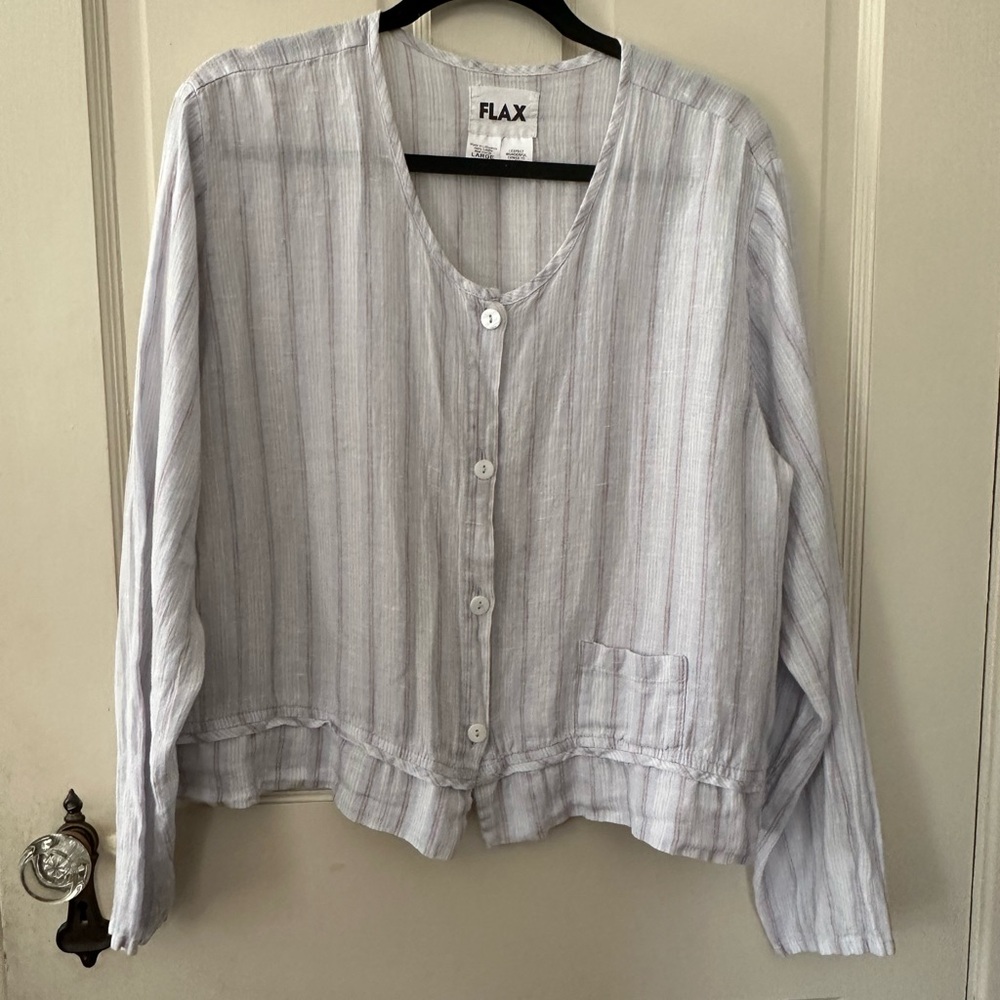 FLAX brand striped button-up top, Large